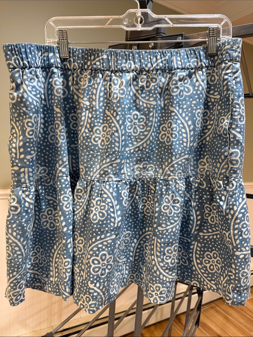 Madewell Blue Floral Tiered Skirt